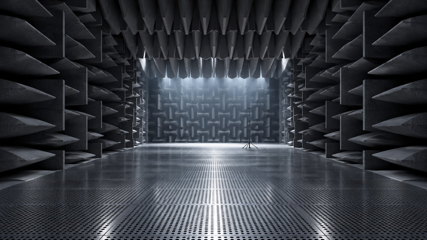 Concept visualization of an acoustic anechoic testing environment