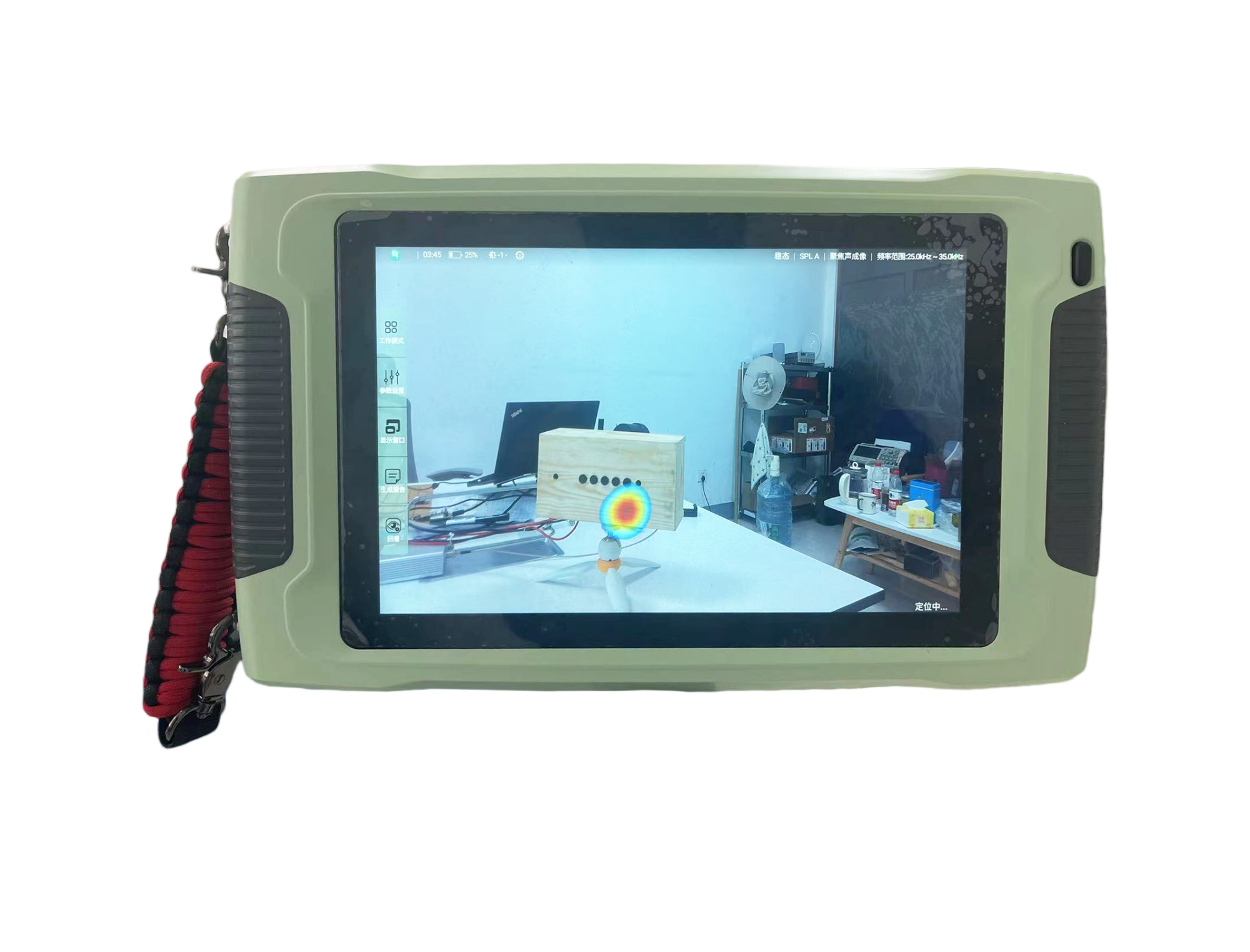 T1000 display showing an acoustic source overlay on the camera image